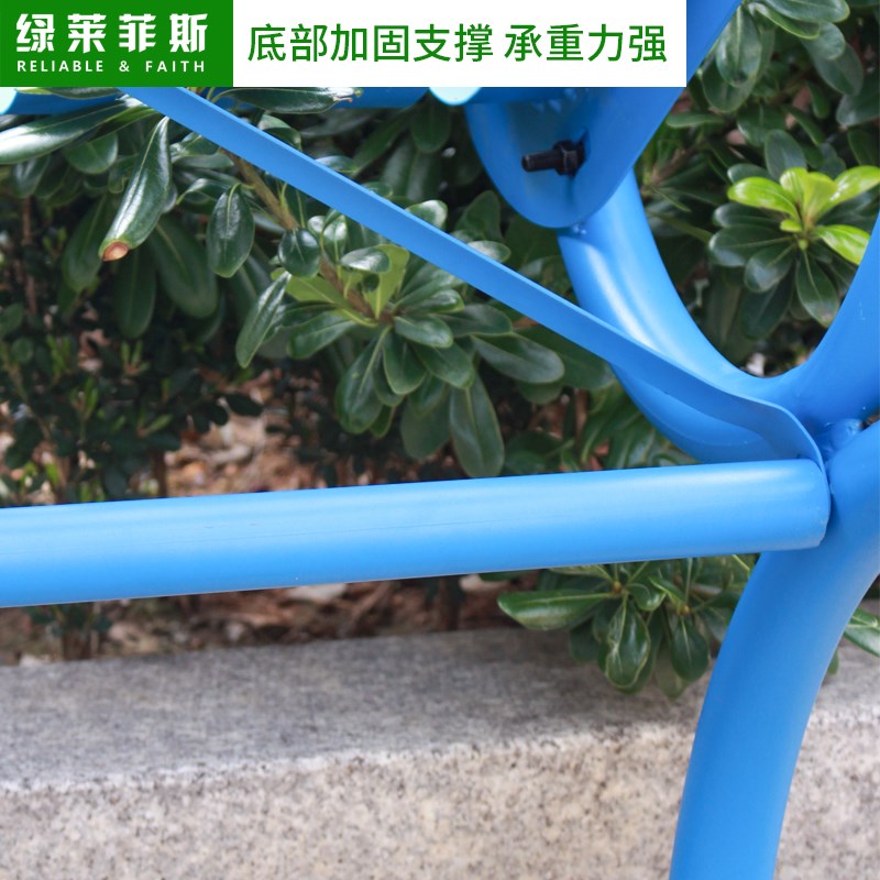 户外铁艺公园椅庭院双人长条椅广场休闲长椅铸铁铸铝座椅网红蓝色