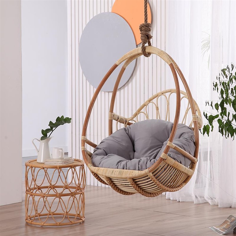 天千藤吊椅北真欧880简然约吊篮阳台藤椅民宿悬挂室内藤摇篮网红