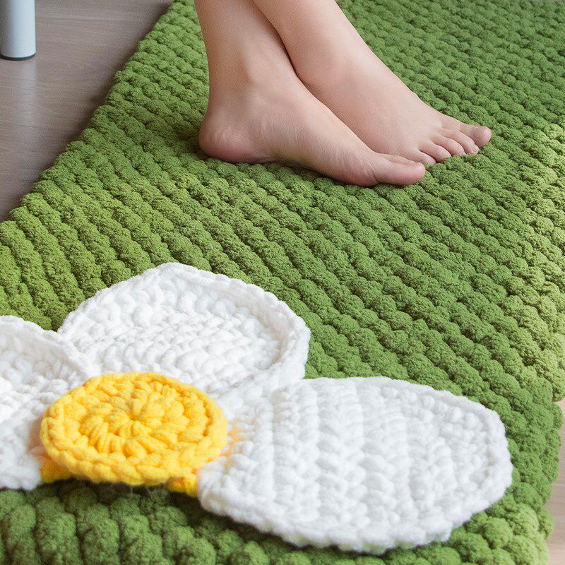 diy手工编织大球球线家居地垫材料包客厅卧室小地毯粗毛线钩针