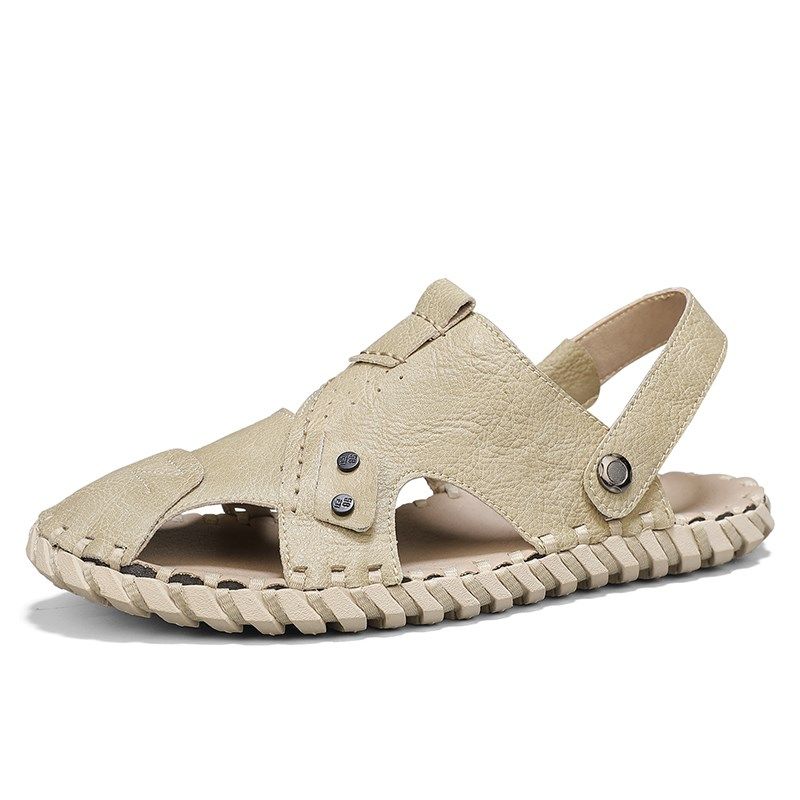 凉鞋男款夏季2025新款外穿开车两用拖鞋男士上班罗马皮凉拖沙滩鞋