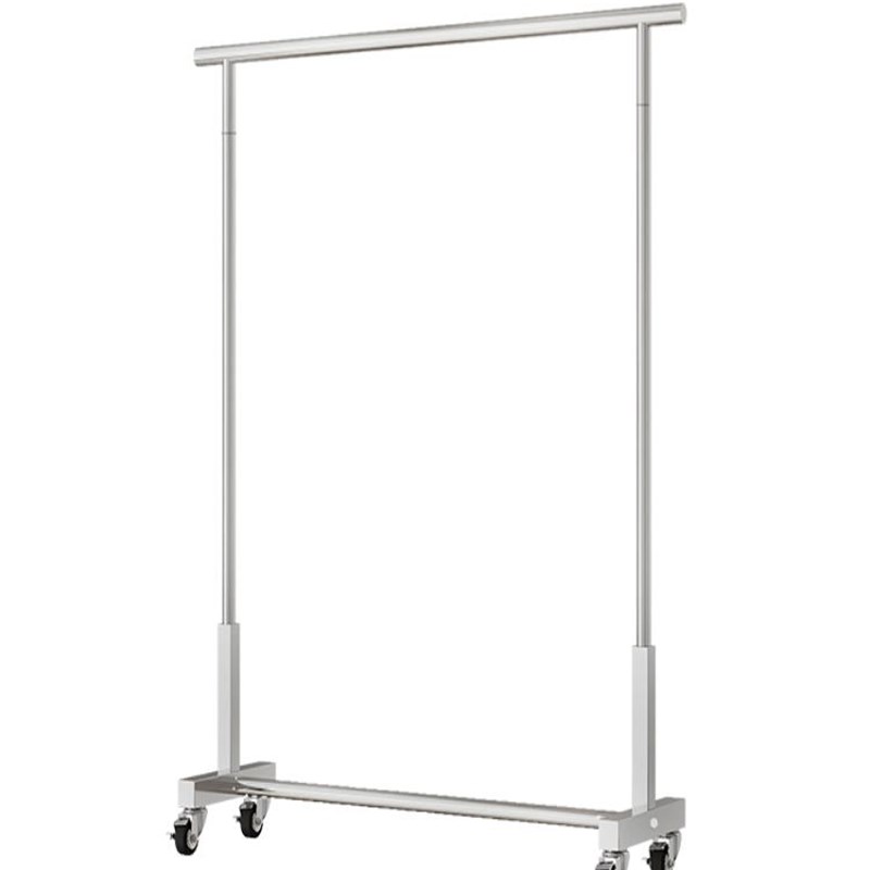 服装店展示架落地正挂移动落地式衣架挂式不锈钢带轮子陈列架