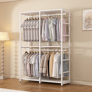 衣帽架落地卧室步入式金属衣帽间挂衣架组合落地置物X架开放式衣