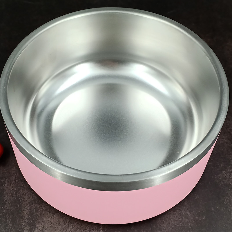 双层304不锈钢64OZ大容量宠物狗盆猫碗喝水防打翻喂食器免费印字