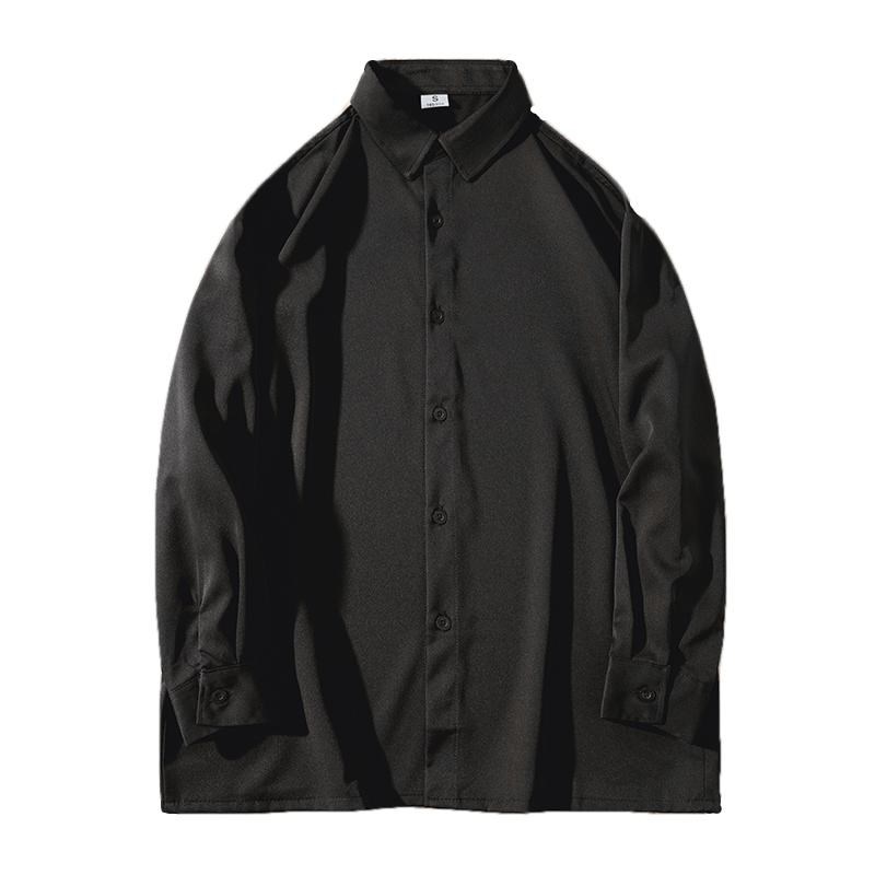 定制长袖衬衫印logo图案大码加绒衬衣宽松西餐厅咖啡馆奶茶工作服