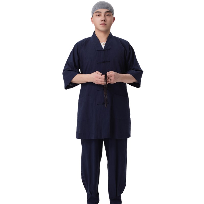 新僧服夏季竹节棉短褂出家人透气薄款小褂套装禅修服僧人僧衣罗汉