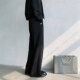男宽松垂感微喇叭十分裤 长裤 免烫黑色拖地裤 西裤 阔腿裤 高级感西裤