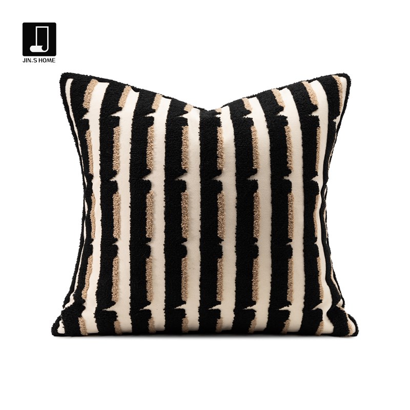 现代简约客厅卧室靠包酒店民宿样板间黑白抱枕别墅沙发展厅靠垫枕