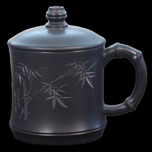 石黄紫砂杯大容量宜兴男士高档中式盖杯办公室家用泡茶杯陶瓷杯子