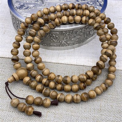 马来西亚沉香花珠沉香0.6手串6mm*108颗沉香珠花纹W路花香味浓郁