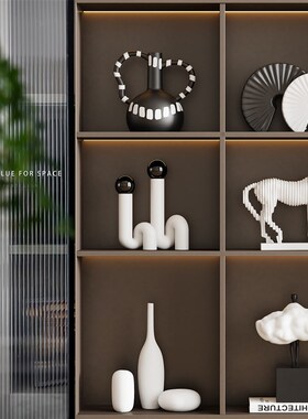现代简约客厅酒柜高档摆件酒店样板房隔断柜壁龛软装小众艺术摆设