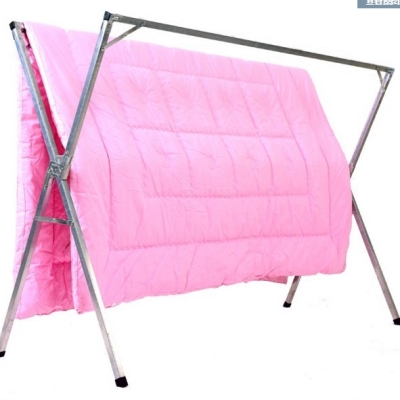 镀锌管免安装单杆晾嗮被凉衣架阳台落地折叠室内外家用摆摊挂衣。