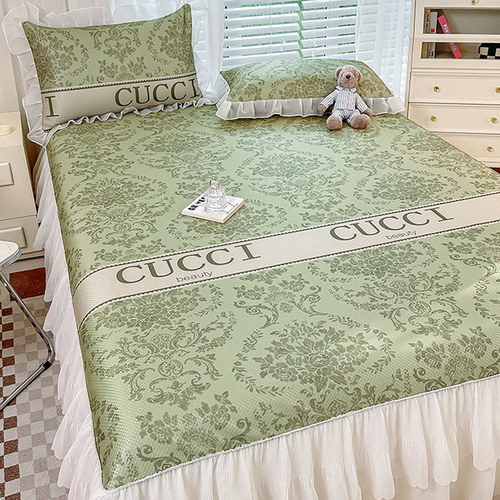 类冰豆豆凉席三件22新款夏季高端床裙款空调冰丝席子机洗