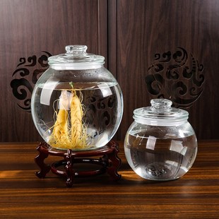 加厚玻璃泡酒瓶斤斤斤大口径药酒瓶家用人参酒坛带底座