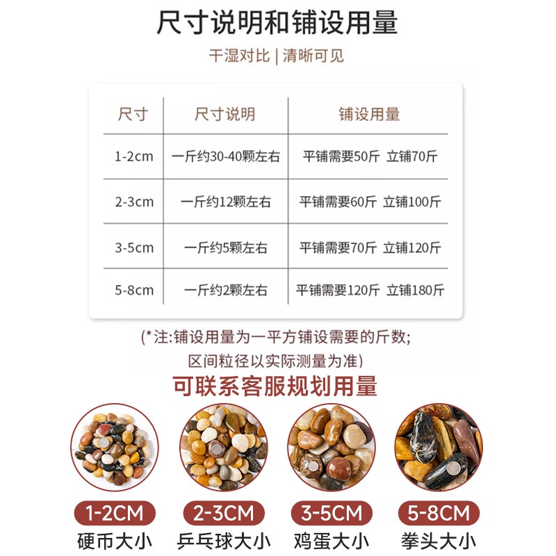 五彩鹅卵石天然铺地彩色石头批发雨花石鱼缸造景白色大号石子庭院