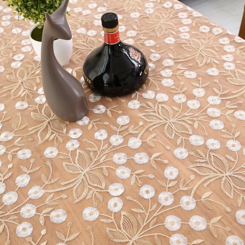 新款新田园纱刺绣方长方台布乡村餐桌布蕾丝边绣茶几布,居家布艺,茶几垫,淘宝优惠券,粉丝福利购,淘宝优惠卷