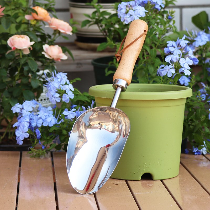 不锈钢园艺铲挖土小铲子种花工具家用装土换盆铁锹铁铲花铲勺铲