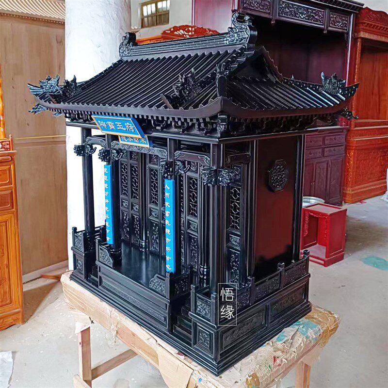 带门宫殿屋顶佛龛 仙龛神龛坛城香樟木供台神台 佛柜供桌佛台
