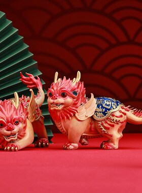 铜欣祥百福貔貅一对吉祥喜庆瑞兽家居玄关办公室业商务礼品