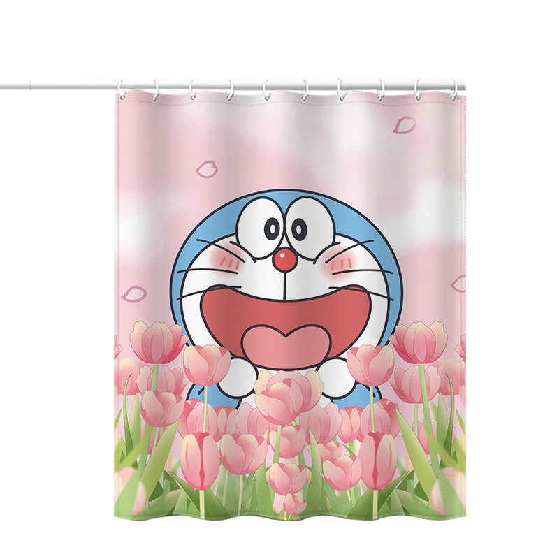 哆啦梦浴室加重铅坠浴帘防水免打孔装新之助隔断儿童房门窗帘