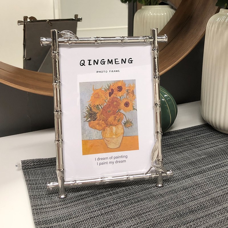 六七7寸相框金属银竹卧室儿童样板房照片相架摆台创意礼品带打印