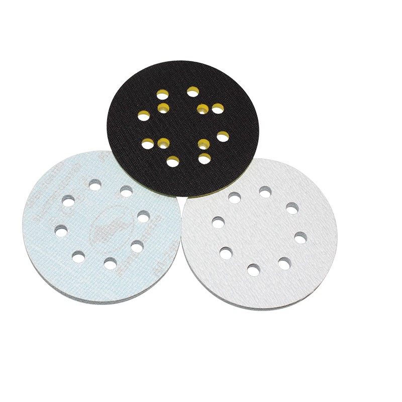 金牛1mm 5寸8孔 植绒圆盘干磨白砂电磨吸尘抛光打磨自粘砂纸片