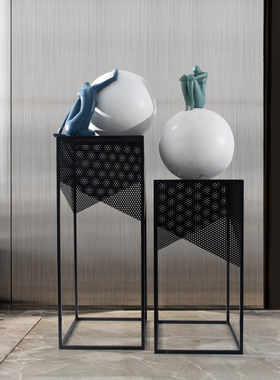 落地金属铁艺底座雕塑摆台酒店装饰艺术品客厅铁架抽象展示台
