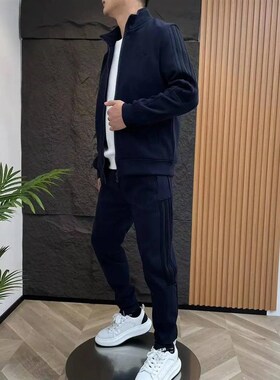 【现货】24666男运动休闲套装百搭简约款长袖长裤拼接整套潮流