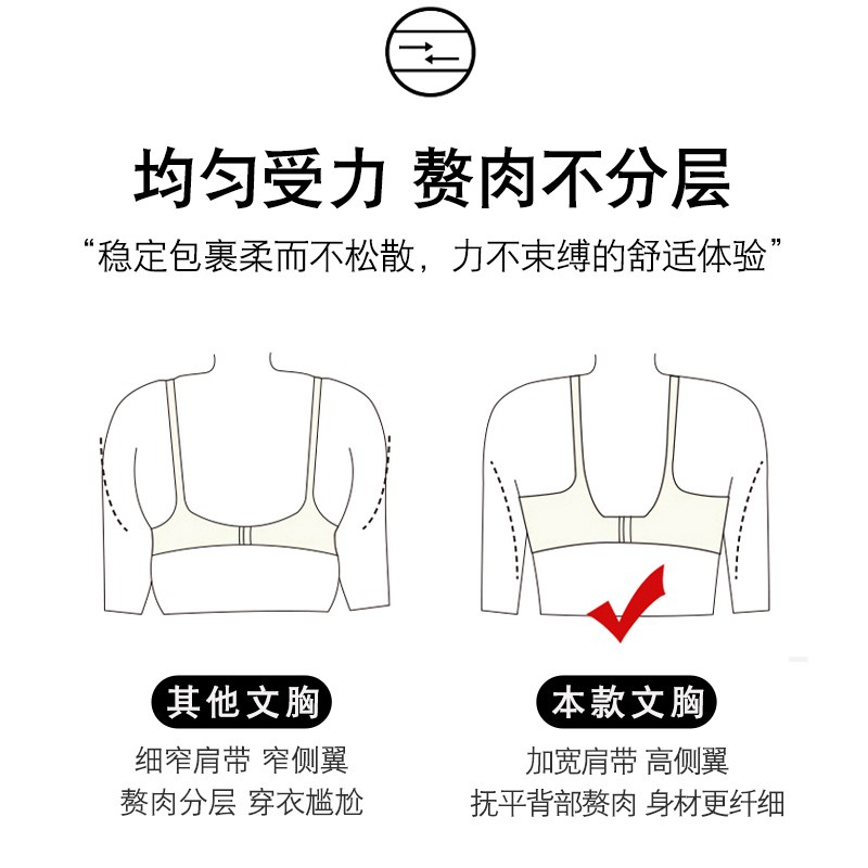 六排扣调整型内衣大胸显小收副乳上托防下垂薄款全包塑形美背文胸