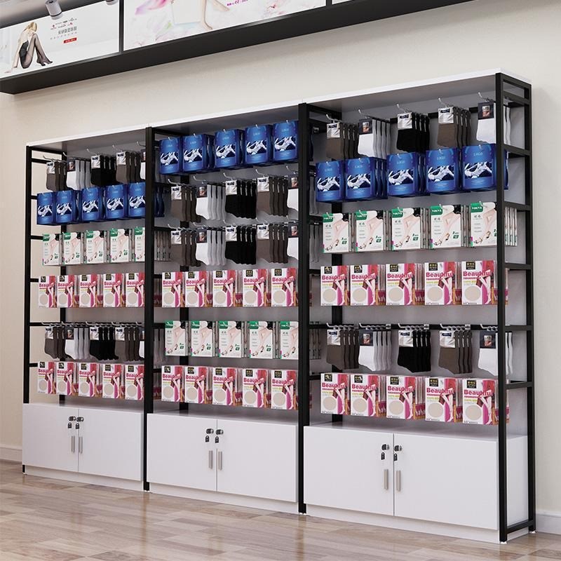 简易超市货架展示架带柜挂钩饰品精品展示柜多层落地日用品展示架