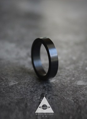 木丘 乌木黑檀木戒指男y女戒指简约刻字情侣尾戒指环