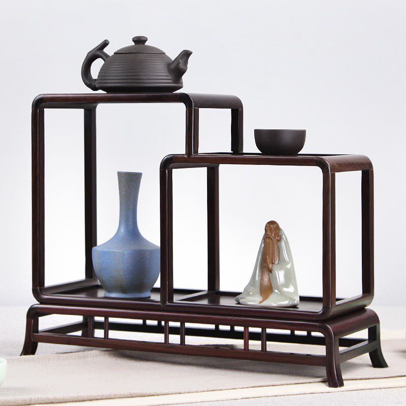 紫檀小博古架实木茶具架子置物y架工艺品摆件展示架红木多宝阁茶