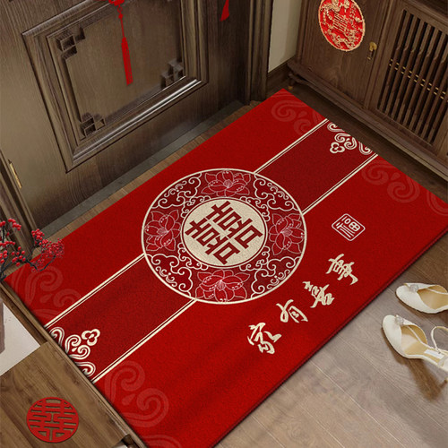 结婚门口地垫入户门垫喜庆进w门家用耐脏脚垫婚房装饰布置红色地