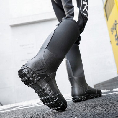 2021新款男外穿防水防滑雨鞋高筒胶鞋工地中筒水鞋钓鱼时尚雨水靴