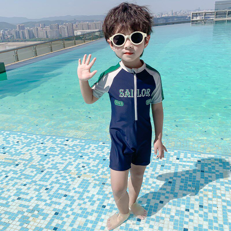 儿童泳衣男童夏季新款韩版小童连体游泳衣宝宝P泳裤潮男孩度假泳