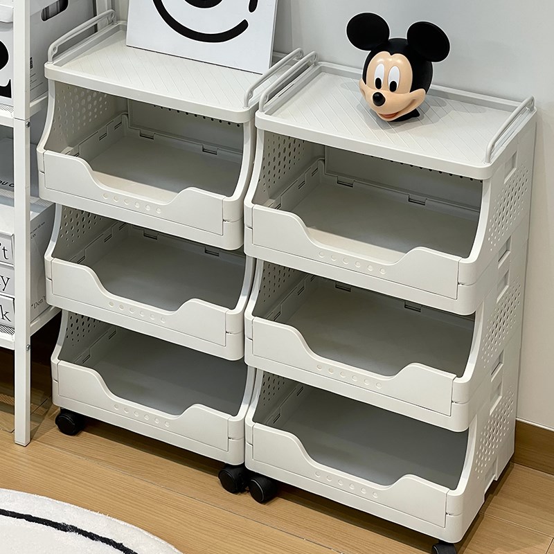 可移动书架书桌旁带轮子置物架落地书柜办公桌下小推车文件收纳架