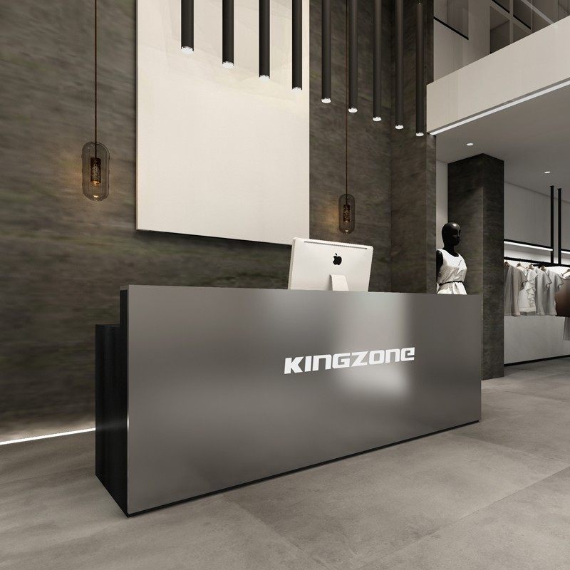不锈钢收银台吧台服装店商用店铺小D型柜台现代简约健身房接待前