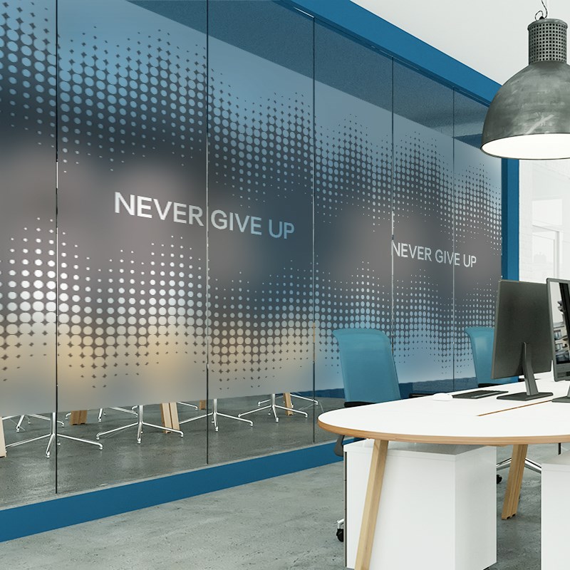 办公室玻璃贴纸透光不透明公司会议室玻璃门隔断防窥静电磨砂贴膜