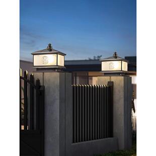 太阳能柱头灯全铜新中式户外庭院灯门柱灯别墅大门灯围墙灯柱子灯