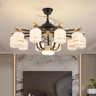 新中式高端大气客厅吊灯与风扇餐厅卧室隐形吊扇灯中式禅宗之家