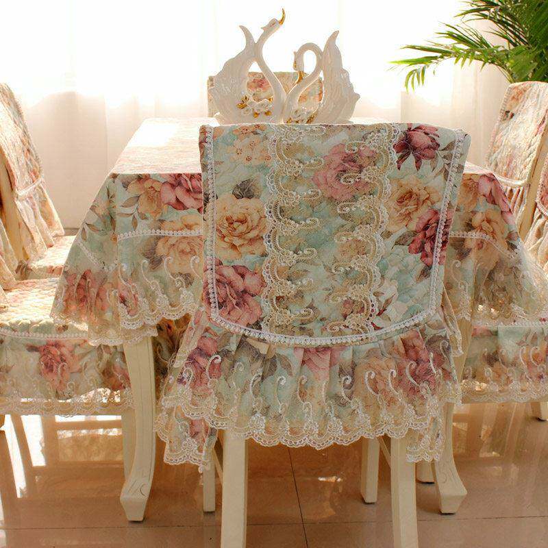 田园茶几桌布布艺长方欧式椅子套罩餐桌布椅垫套装桌布餐椅套家用