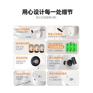充电人体感应壁灯免布线入户玄关过道灯照画磁吸红外超长续航射灯