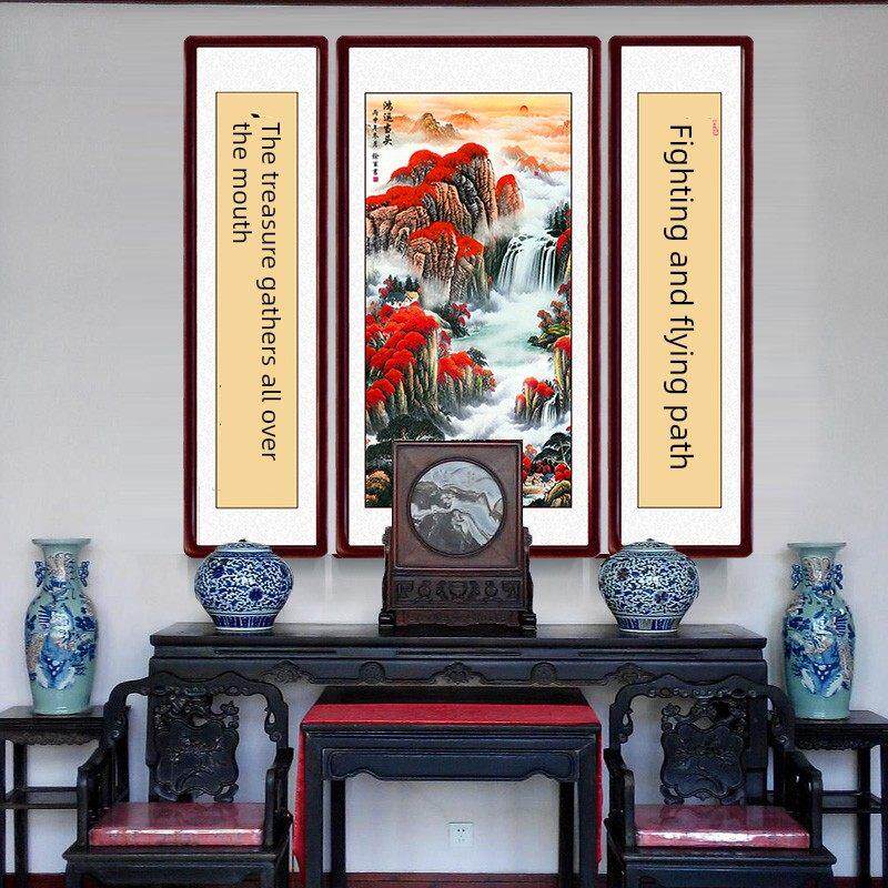 吉祥线绣十字绣2025新中堂画客厅大山水画中国风光三联画