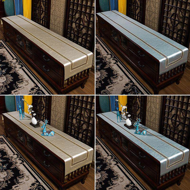 新中式电视柜盖布纯色桌布客厅茶几餐桌垫桌布长方形桌旗布艺盖巾