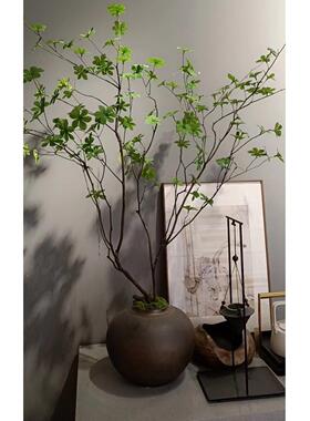 覆古壶腹陶器金属铜花瓶月壶花饰品可访问豪华经典黑色陶瓷饰品