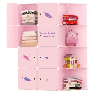 简单衣柜卧室出租可折叠可移动存储存储网格柜织物组装塑料组合衣