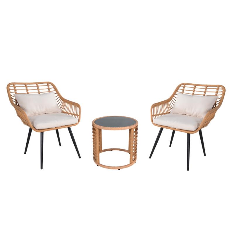 户外藤椅阳台庭院三件套室内外藤编休闲桌椅组合舒适仿藤藤制