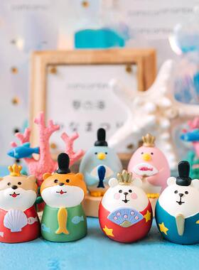 日式杂货宫廷企鹅小熊摆件卡通系列氛围装饰树脂小摆件工艺品