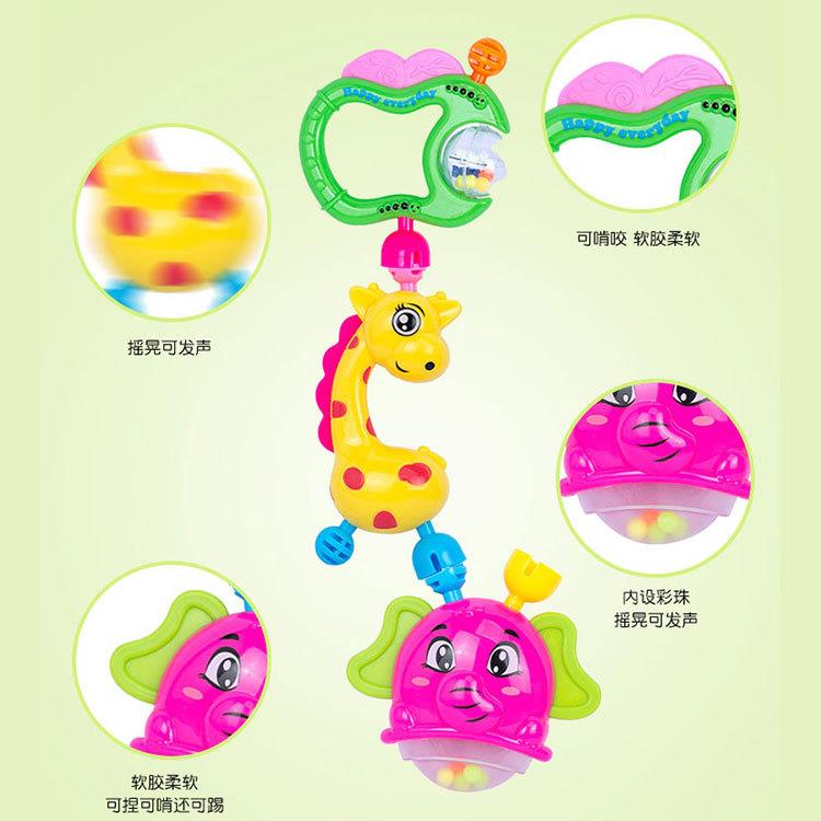 婴幼儿童玩具0-1岁新生儿牙胶摇铃 3-6-12个月宝宝塑料手摇铃套装