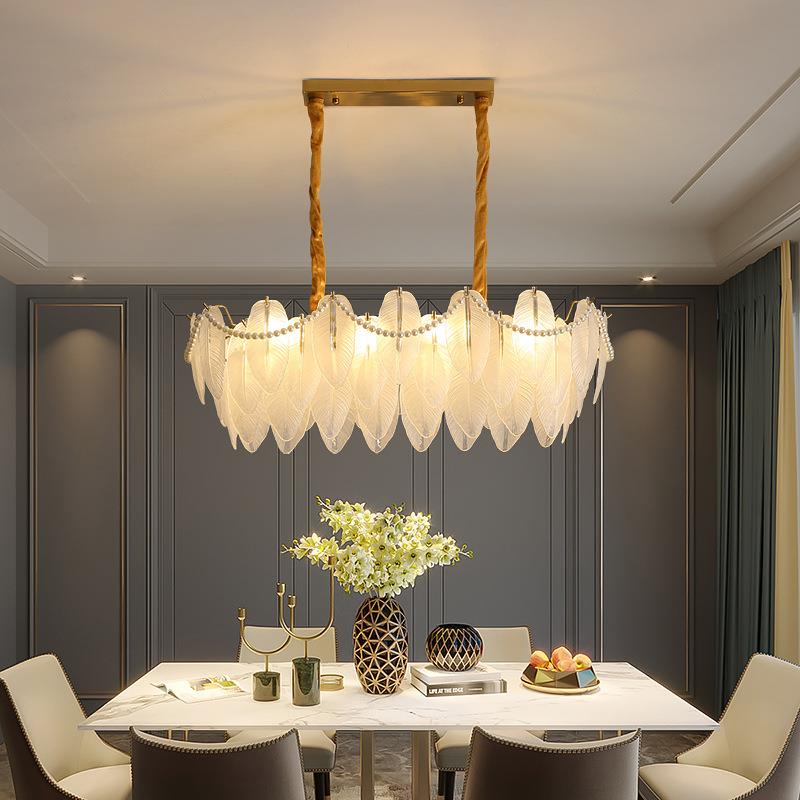 法式客厅吊灯主灯现代简约玻璃羽毛卧室房间餐厅灯意式轻奢水晶灯