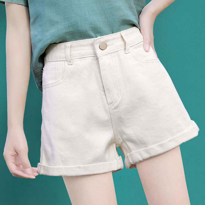 夏季新款韩版高腰牛仔短裤女2025年显瘦宽阔腿卷边夏天外穿热裤